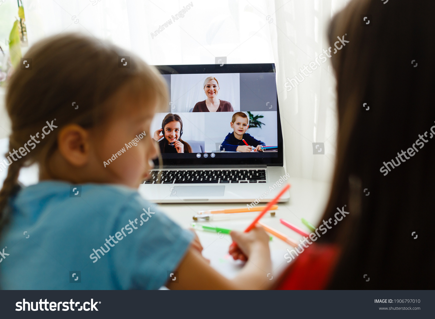 Cool Online School Kids Studying Online Stock Photo Edit Now 1906797010