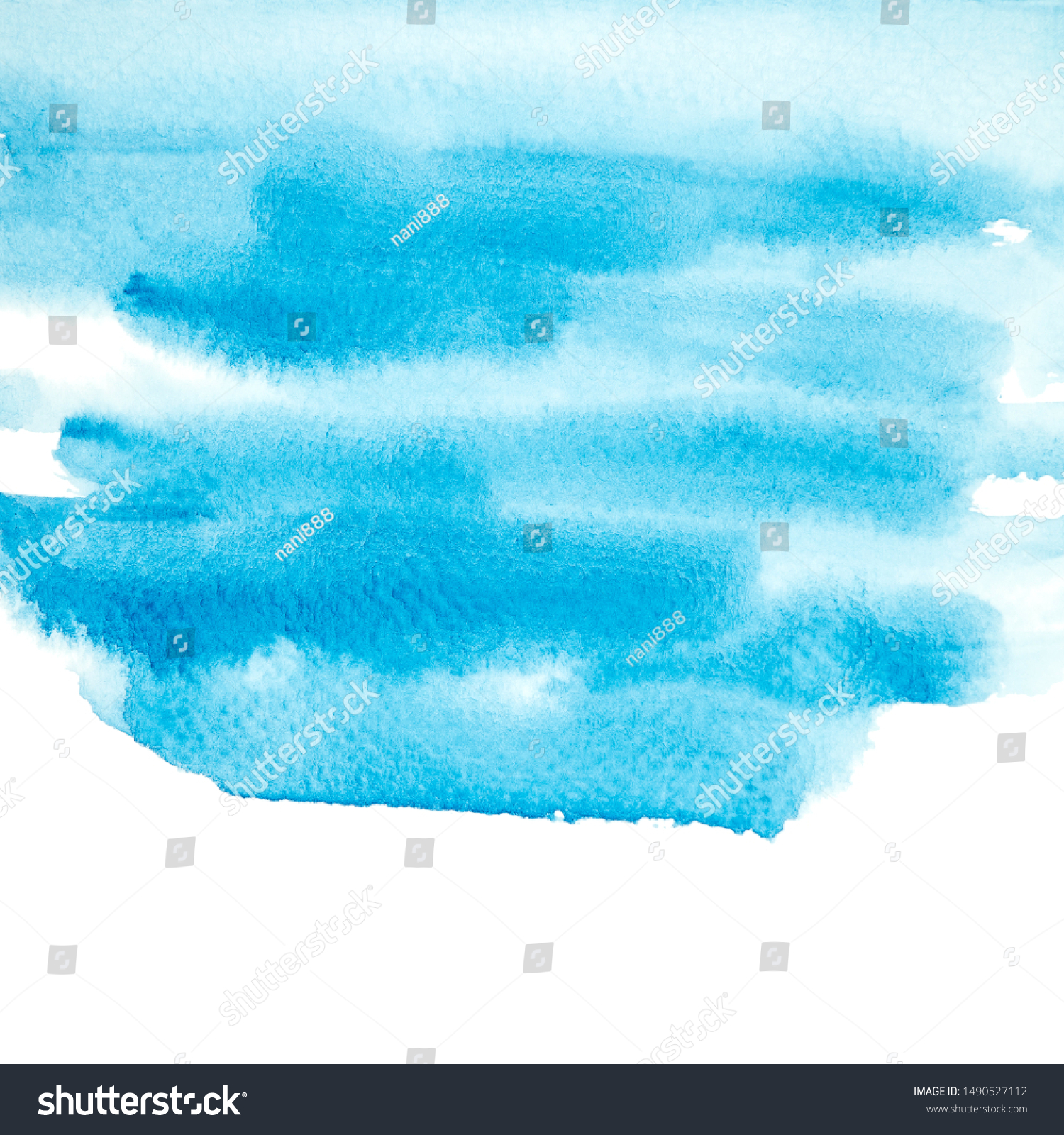Cool Tone Color Blue Watercolor Painting Stock Illustration 1490527112