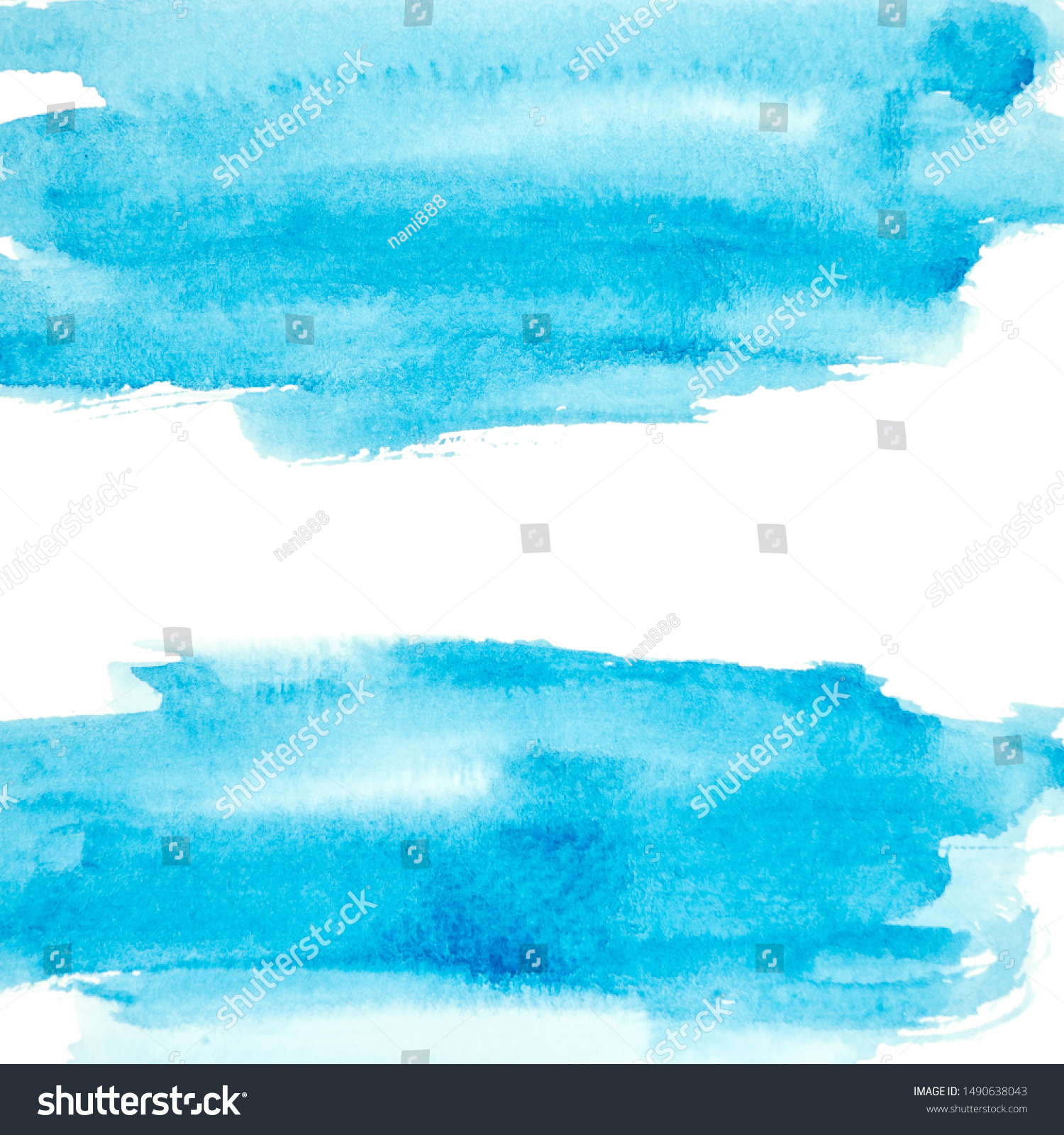 Cool Tone Colors Blue Watercolor Drawing Stock Illustration 1490638043