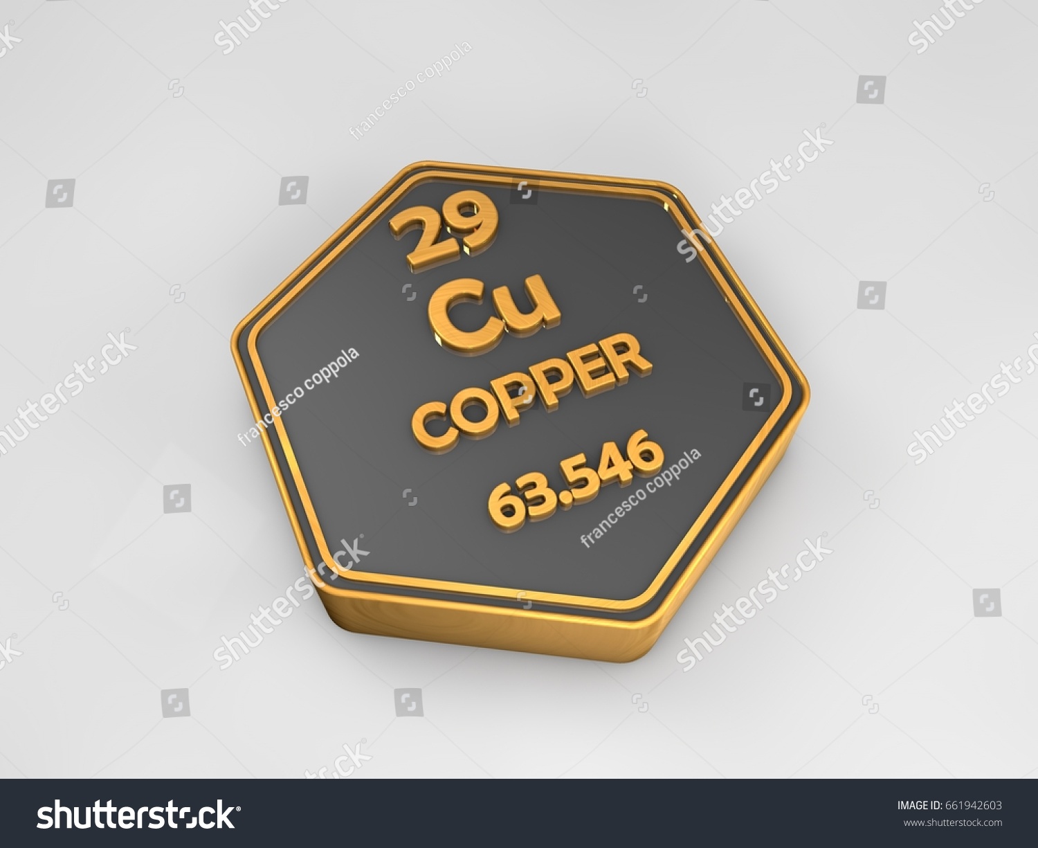 Copper Cu Chemical Element Periodic Table ภาพประกอบสต็อก 661942603 2862