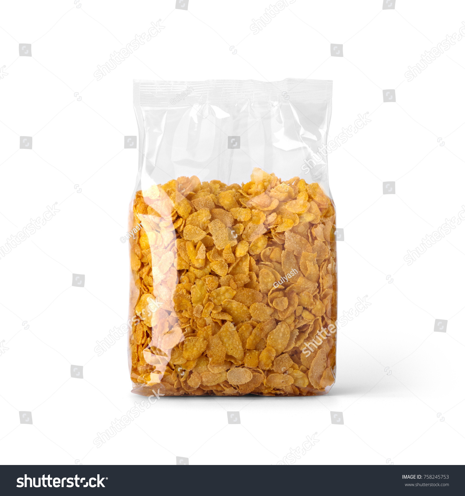 Download Corn Flakes Transparent Plastic Bag Isolated Stock Photo Edit Now 758245753