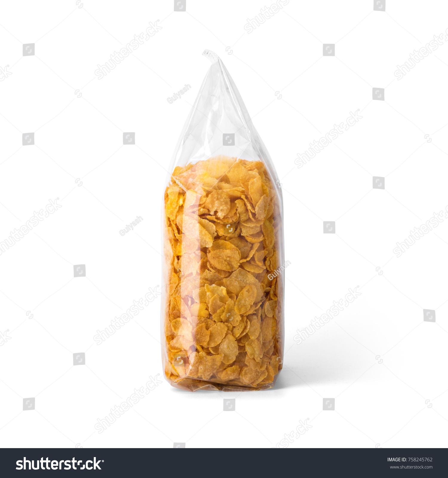 Download Corn Flakes Transparent Plastic Bag Isolated Stock Photo Edit Now 758245762