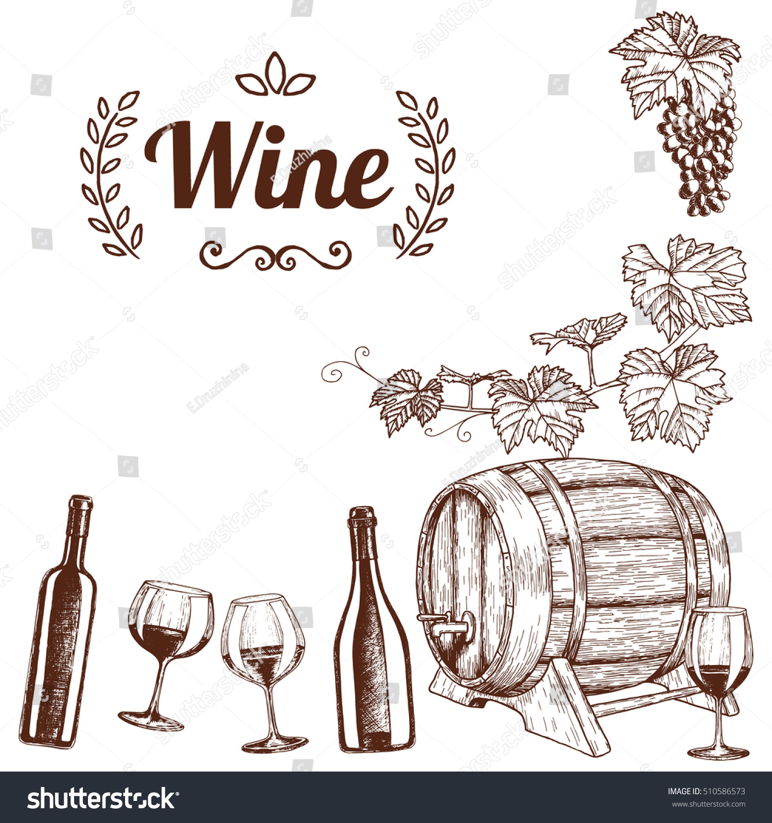 Corner Frame Wine Icons Sketch Style Stock Illustration 510586573 ...