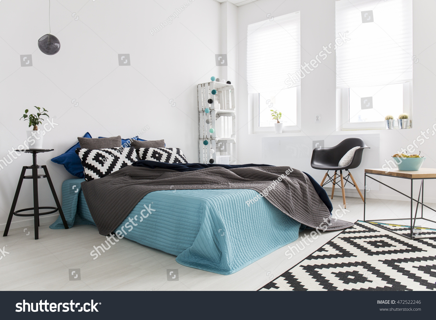 Corner Spacious Bedroom Illuminated Light Simple Stock Photo Edit Now 472522246