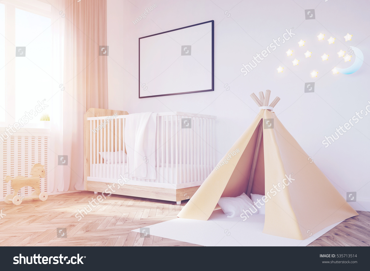 Corner Babys Room Crib Tent Large Stock Illustration 535713514