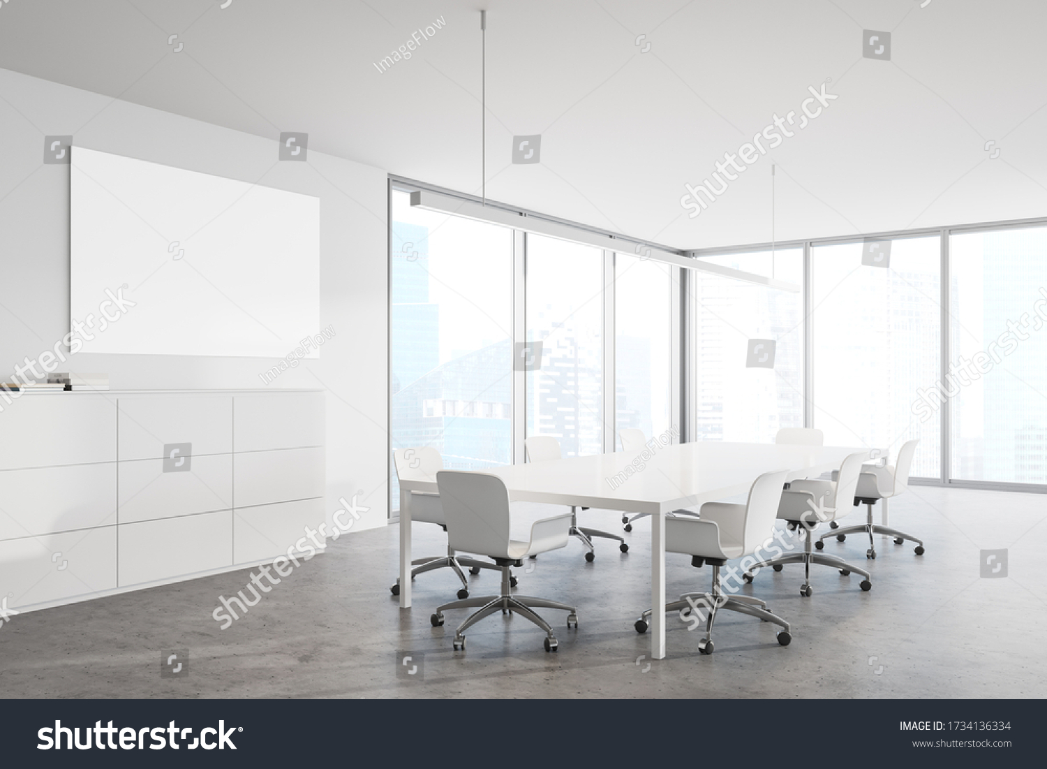 Corner Stylish Conference Room White Glass Stock Illustration 1734136334