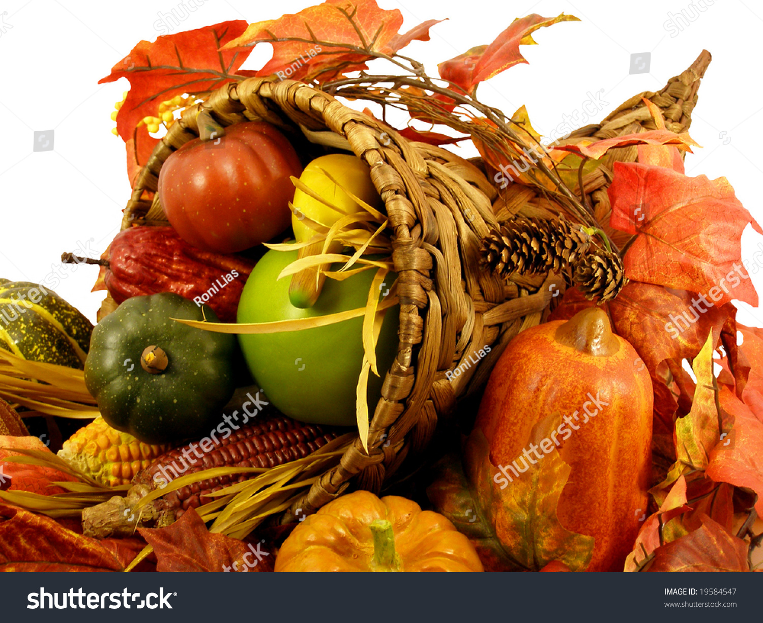 Cornucopia: Thanksgiving Decoration, Horn Of Plenty Isolated On White ...
