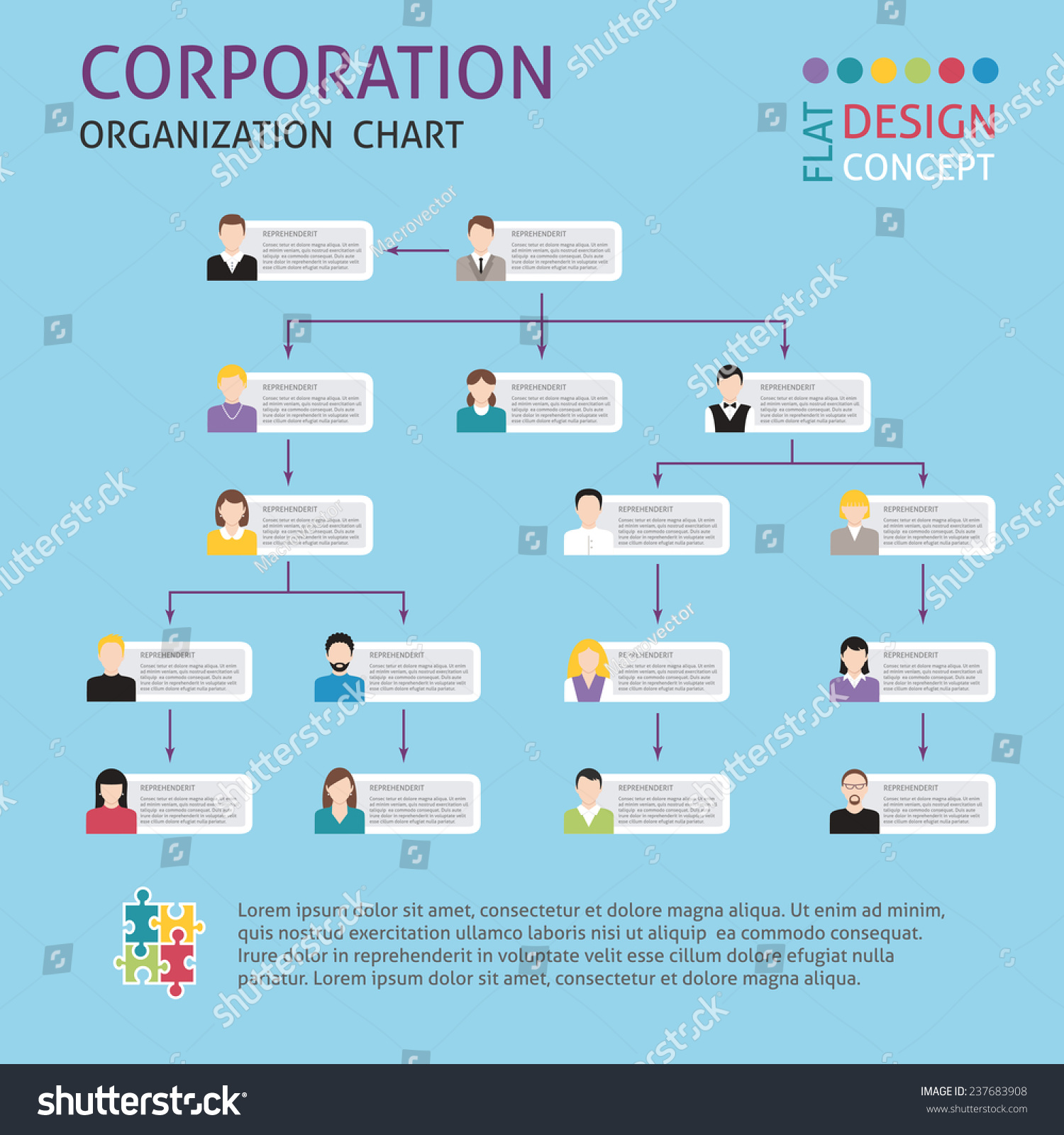 Corporate Structure Organisation Chart Infographics Set Stock ...