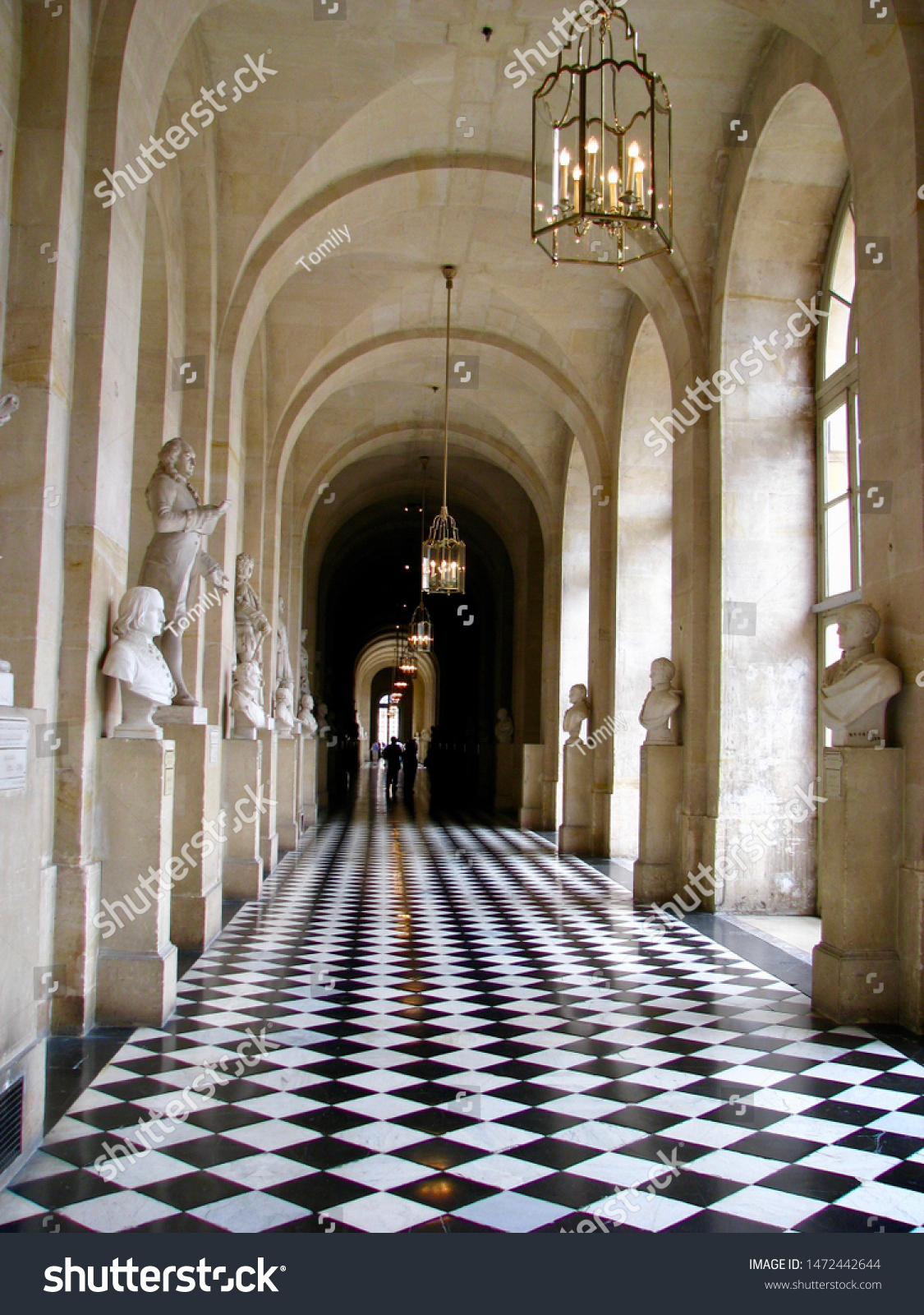 Corridor Inside Old Castle Chess Floor Stock Photo Edit Now