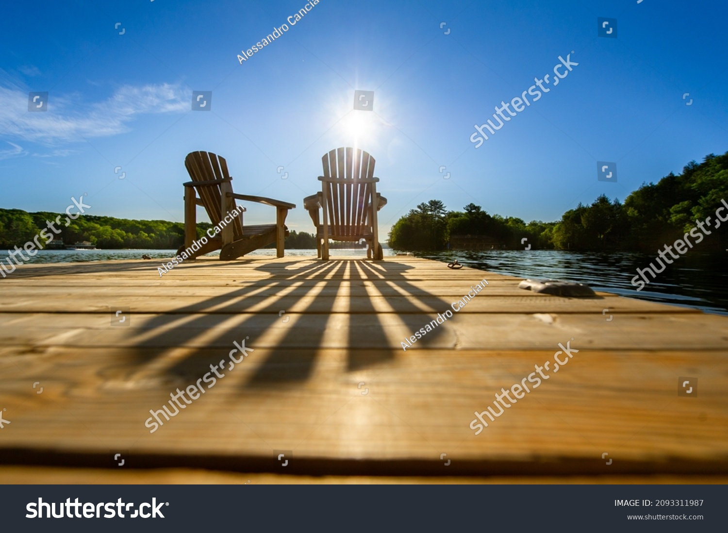 Chaise D Adirondack 6 806 Images Photos Et Images Vectorielles De   Stock Photo Cottage Life Sunrise On Two Empty Adirondack Chairs Sitting On A Dock On A Lake In Muskoka 2093311987 