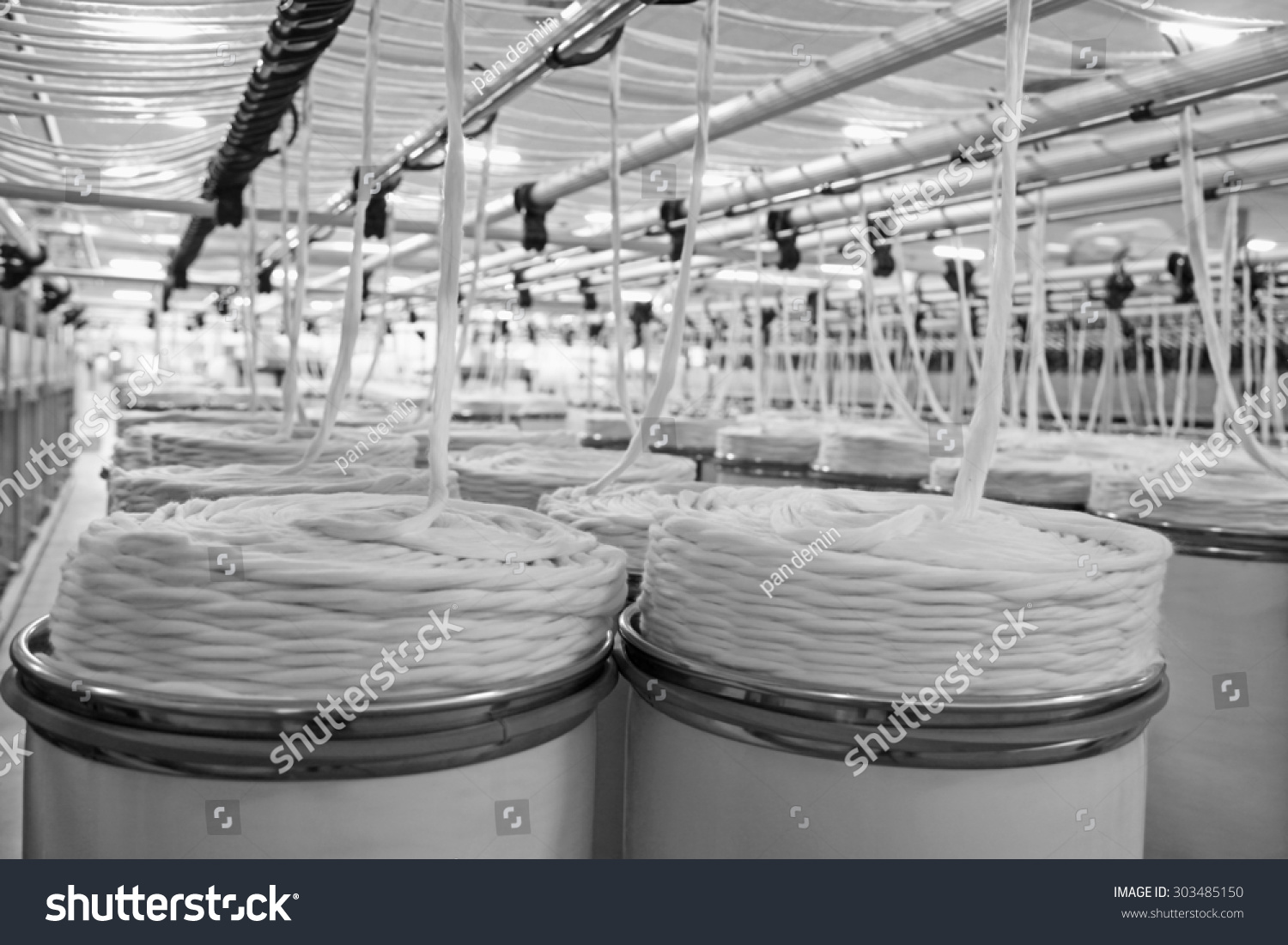 Cotton Group In Spinning Production Line Factory Stock Photo 303485150 ...