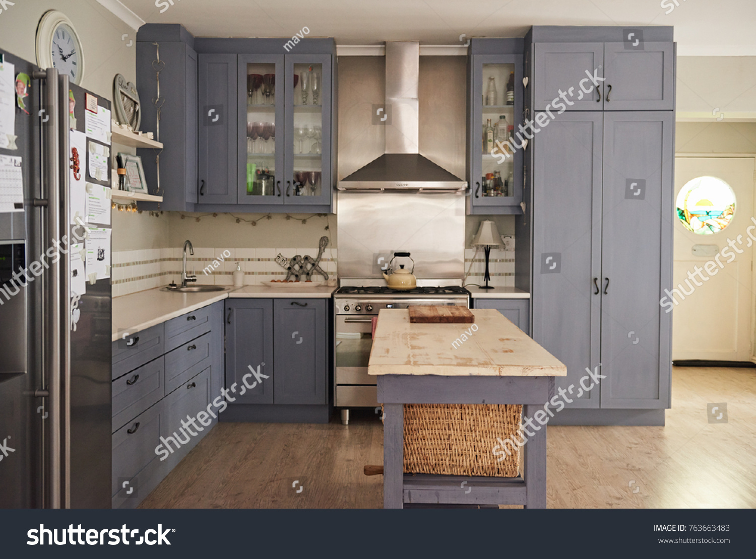 Country Style Kitchen Island Modern Appliances Stock Photo Edit Now 763663483