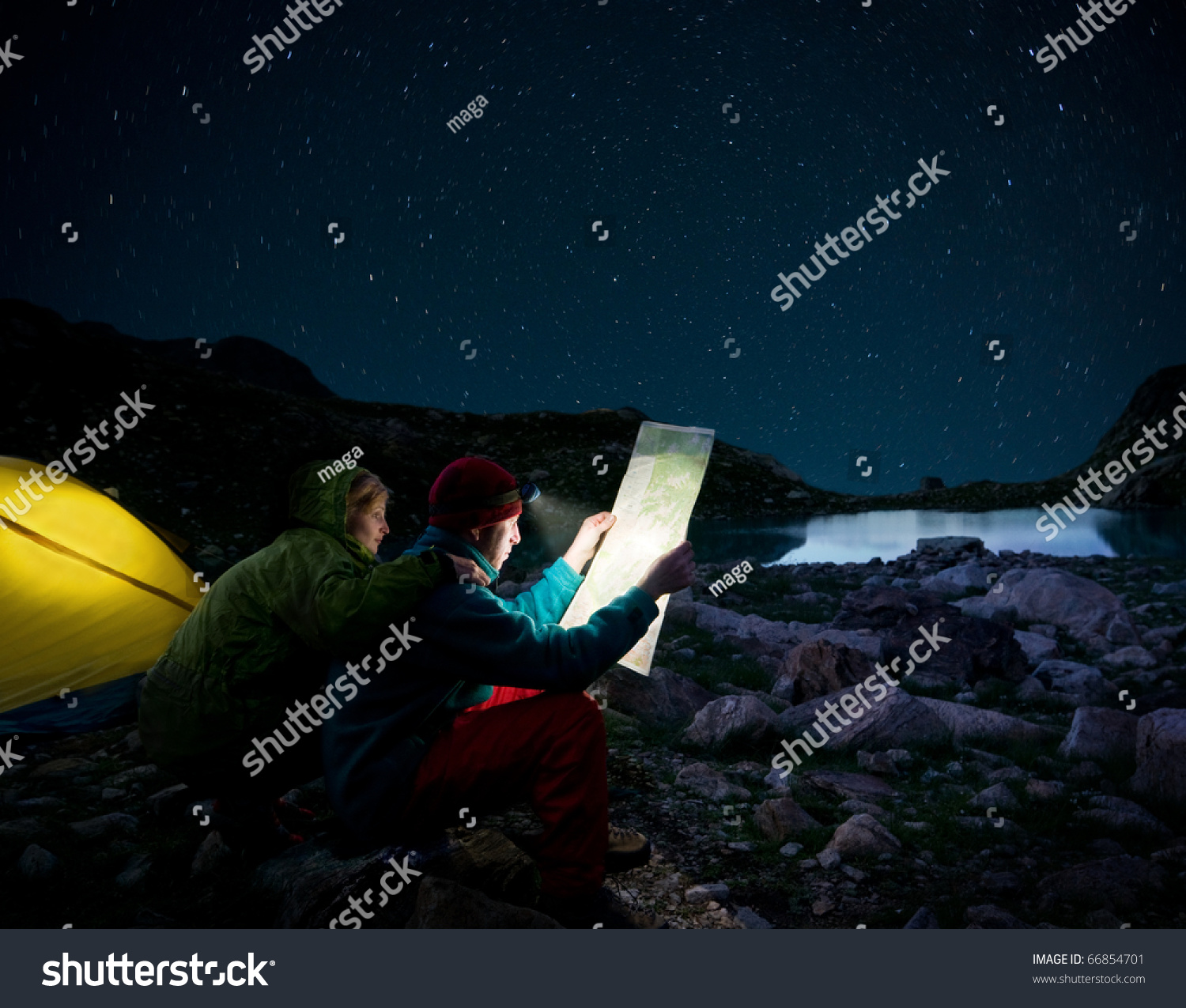 Couple Camping At Night Stock Photo 66854701 : Shutterstock