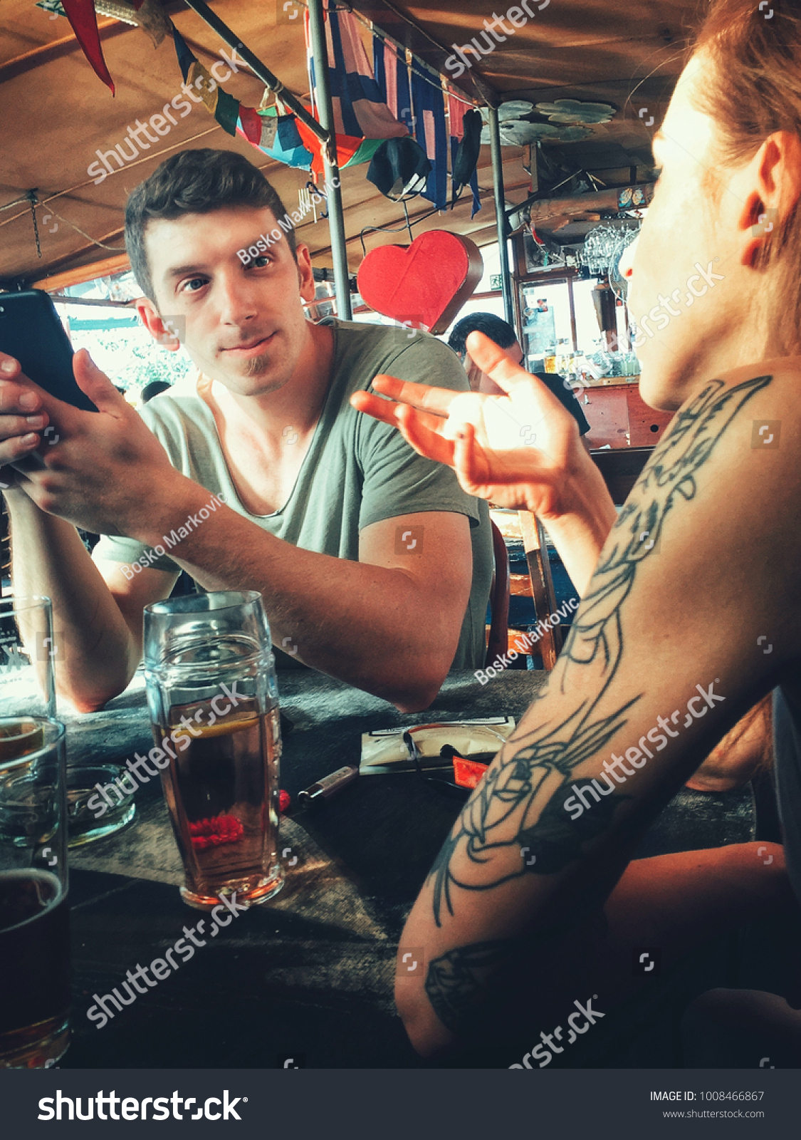 Couple Chat Pub Stock Photo Edit Now