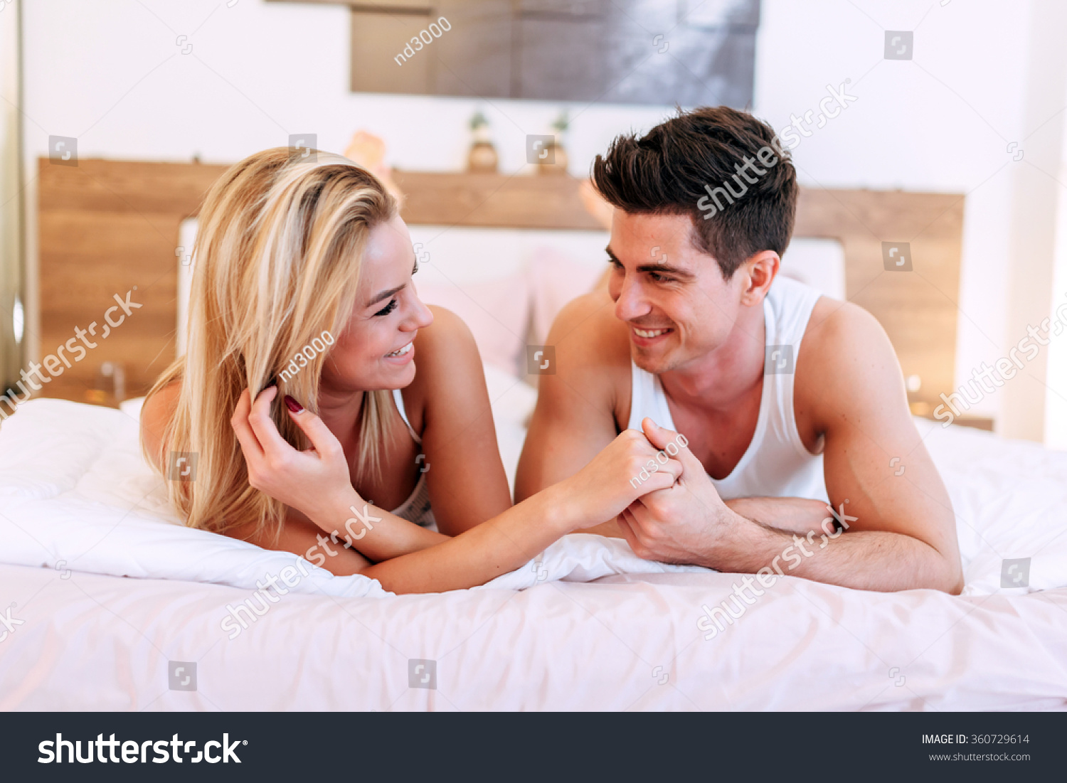 Couple Love Lying On Bed Touching Stock Photo 360729614 Shutters