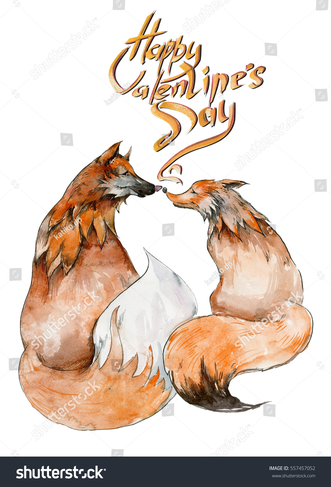 Hand Painted Fox Love Card
