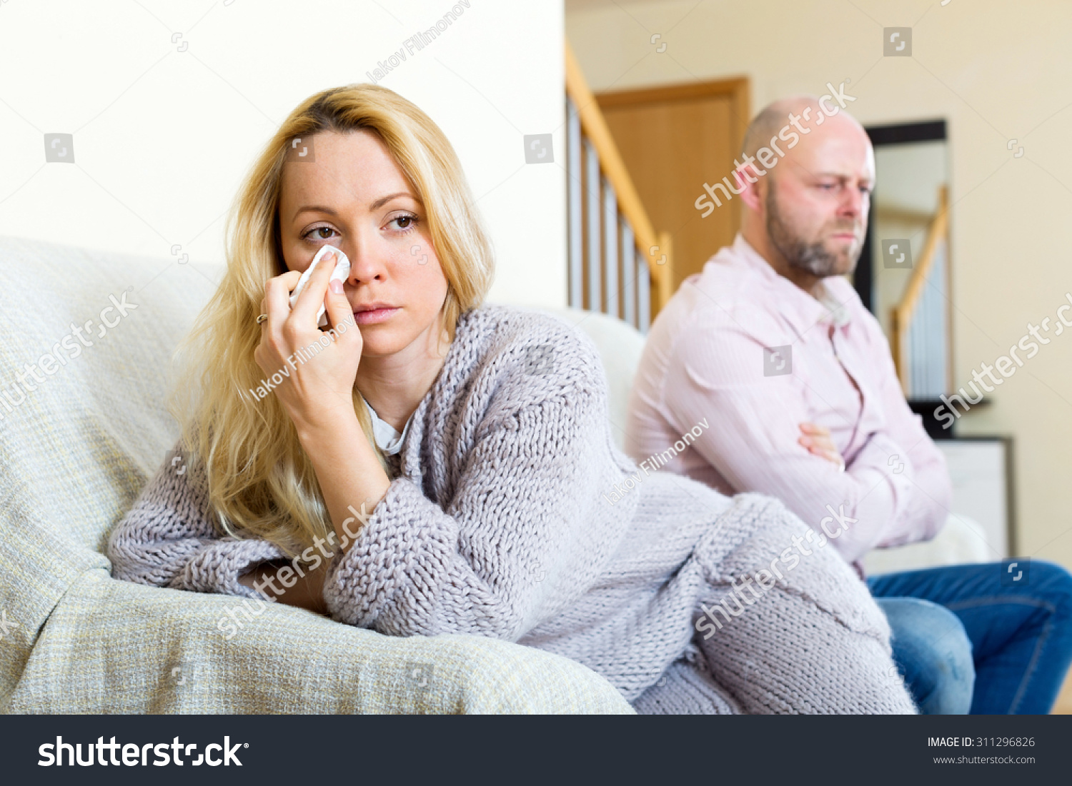 Couple Quarrel Sad Guy Crying Girl Stock Photo Edit Now 311296826