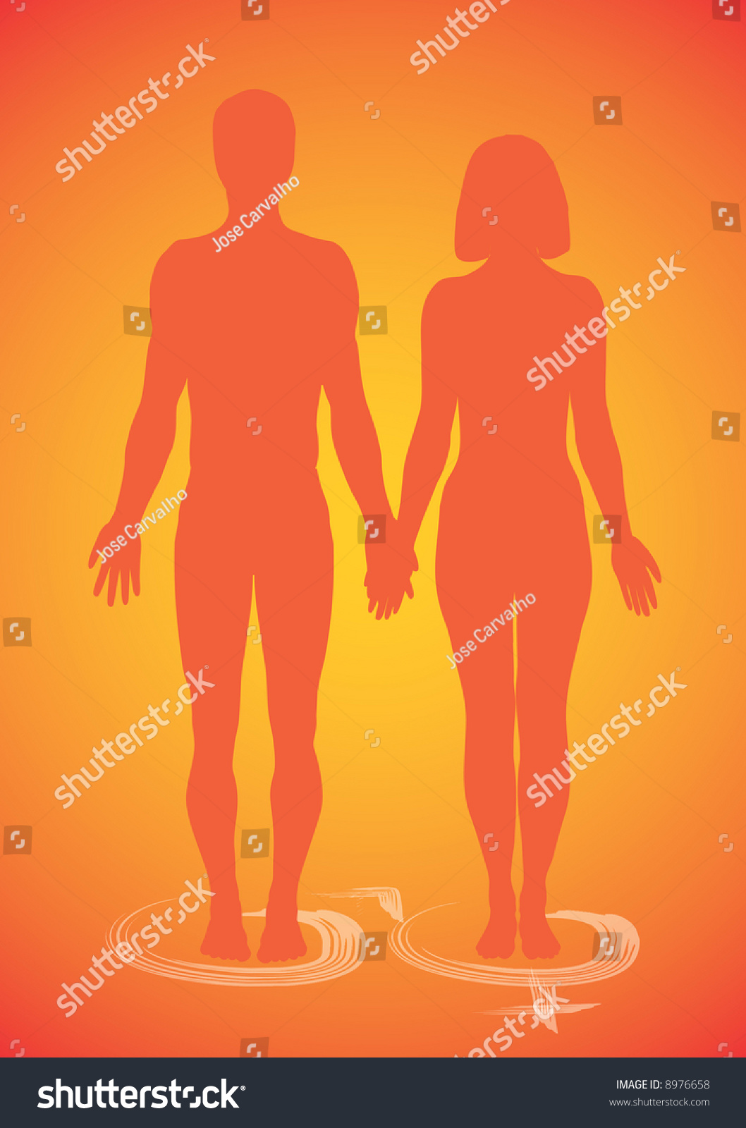 Couple Silhouettes Male Female Symbols Stock Illustration 8976658