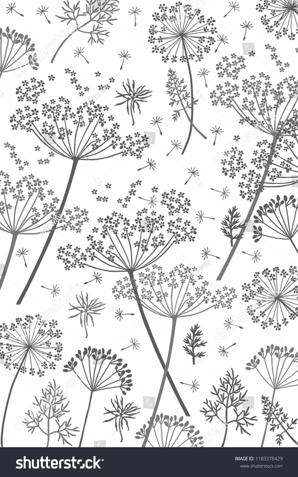 Cow Parsley Texture Repeat Modern Pattern Stock Illustration 1183378429 ...