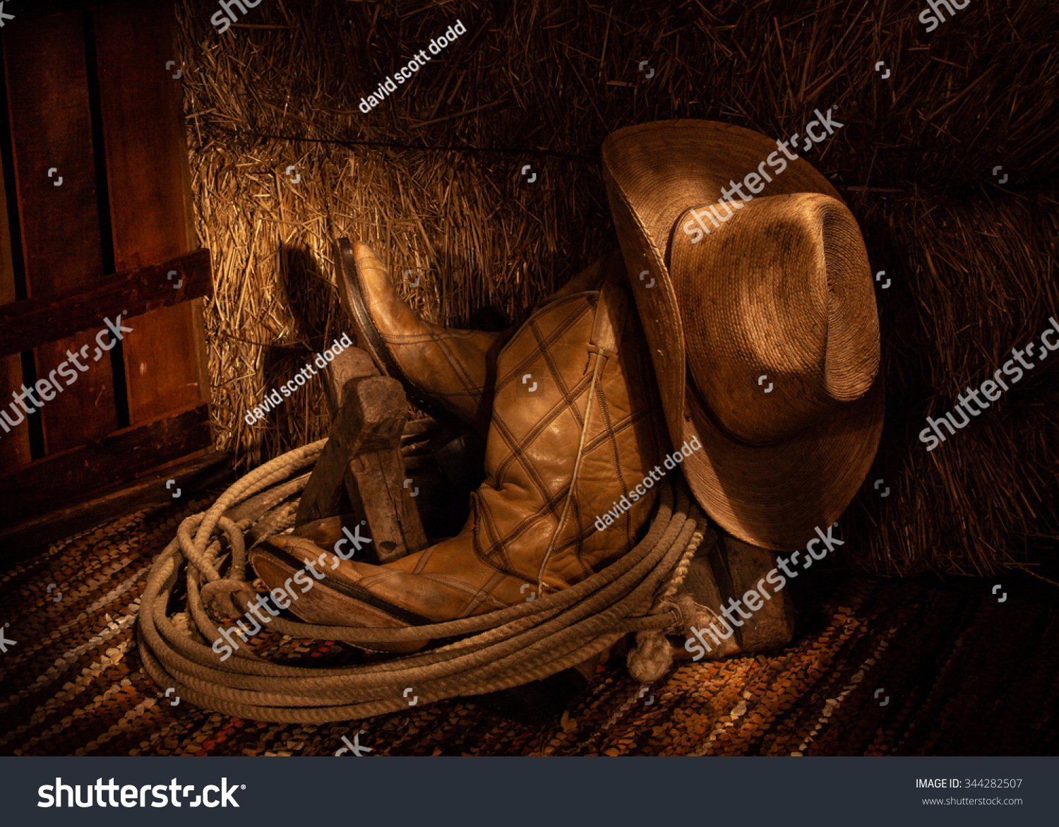 Cowboy Boots Cowboy Hat Lariat Front Stock Photo 344282507 - Shutterstock