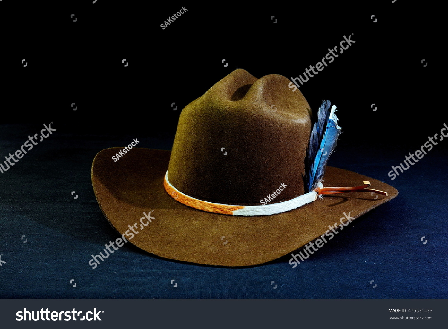 Cowboy Hat Cowhide Hat Band Feathers Stock Photo Edit Now 475530433