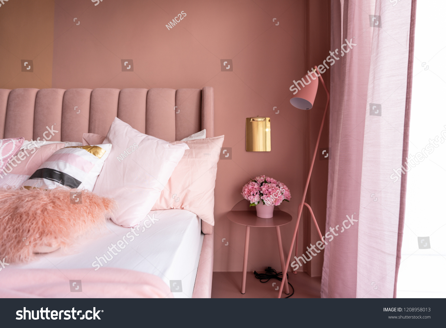 Cozy Pink Bedroom Corner Baby Pink Stock Photo Edit Now 1208958013