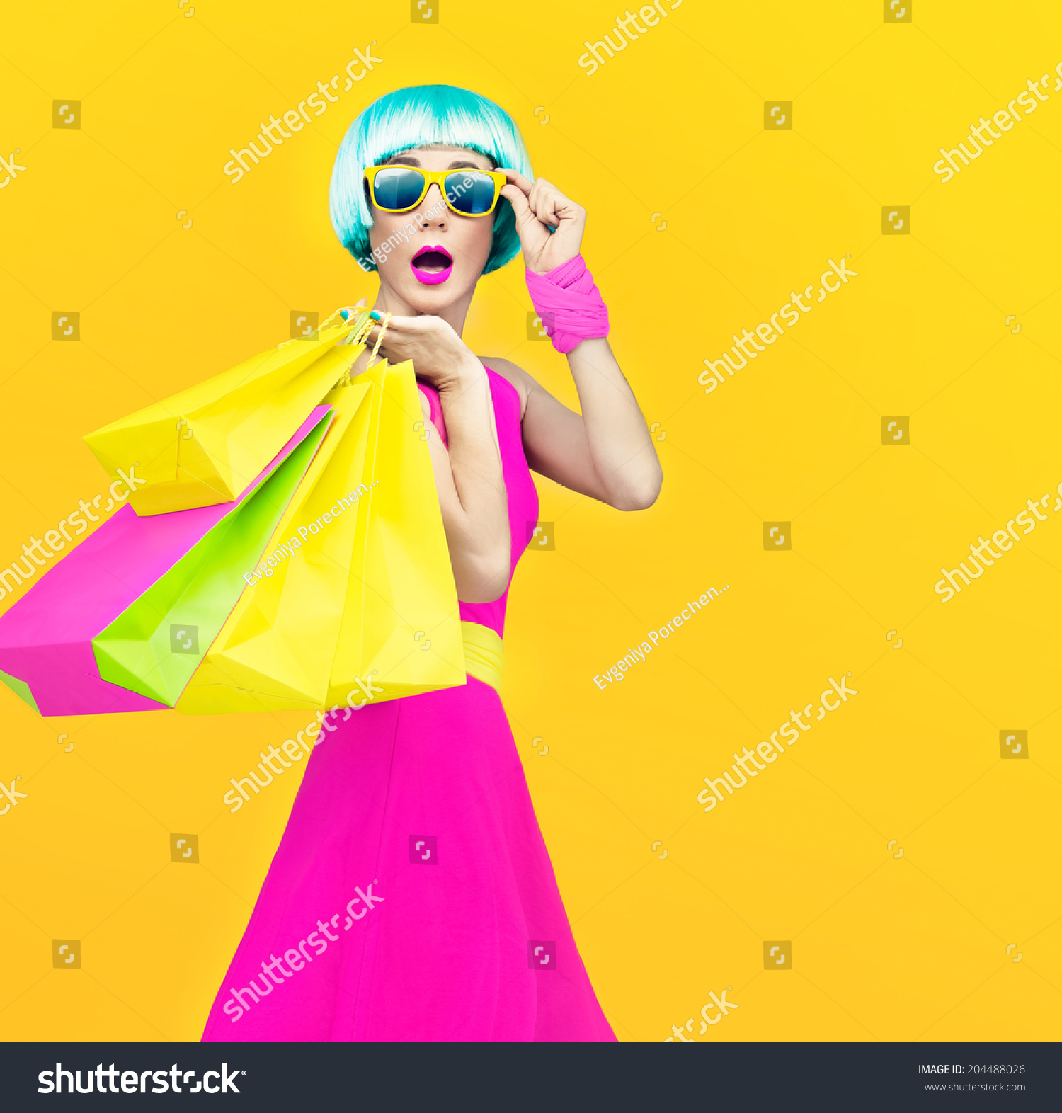 Crazy Fashion Shopping Girl Stock Photo 204488026 : Shutterstock