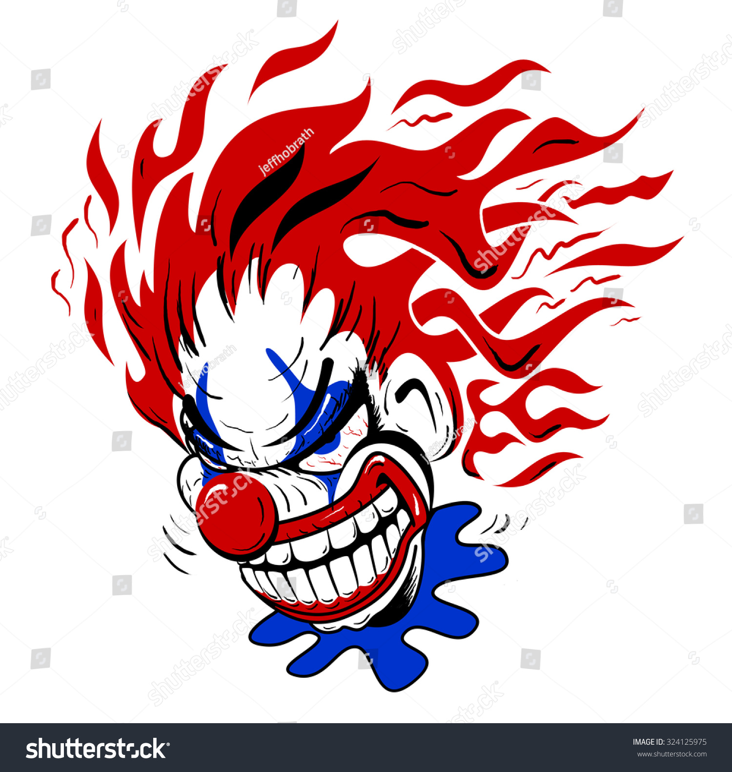 Crazy Scary Clown Cartoon Illustration Bold Stock Illustration ...