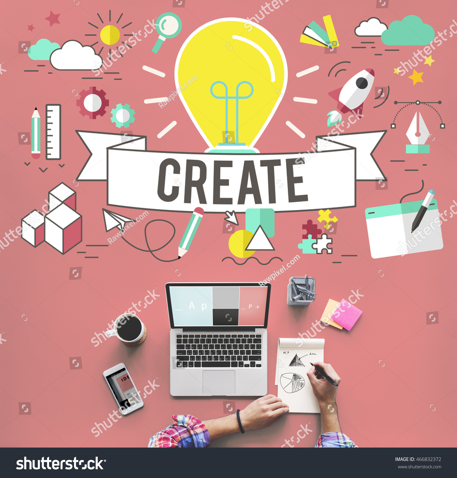 Create Ideas Imagination Plan Thinking Concept Stock Photo 466832372 ...