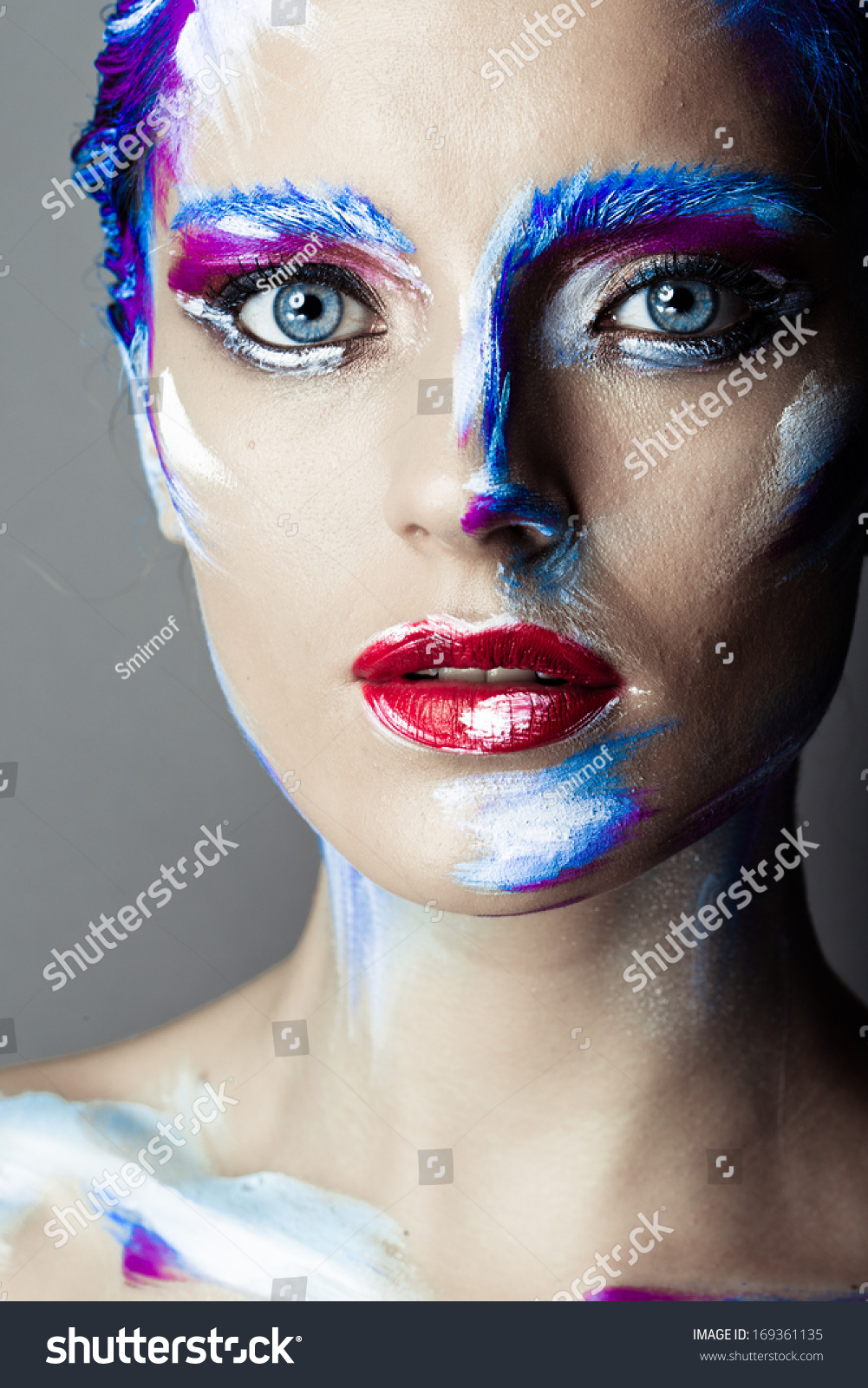 Creative Art Makeup Young Girl Blue Stock Photo 169361135 - Shutterstock