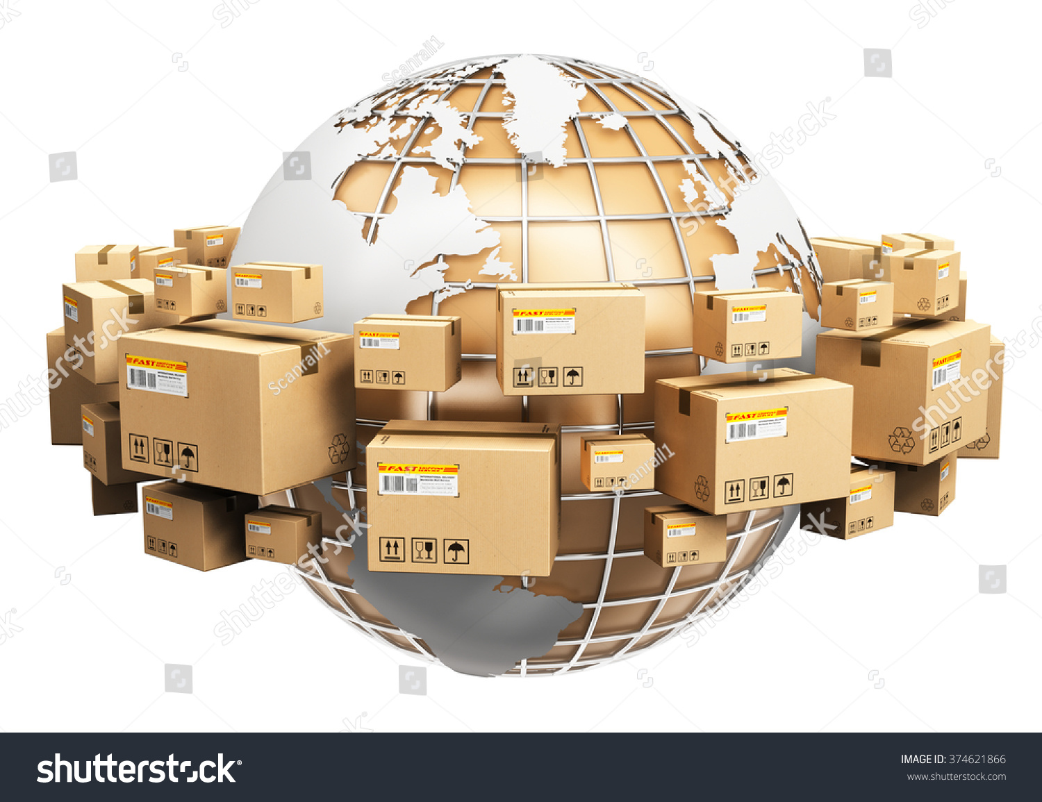 Creative Global Logistics Shipping Worldwide Delivery Stock ...