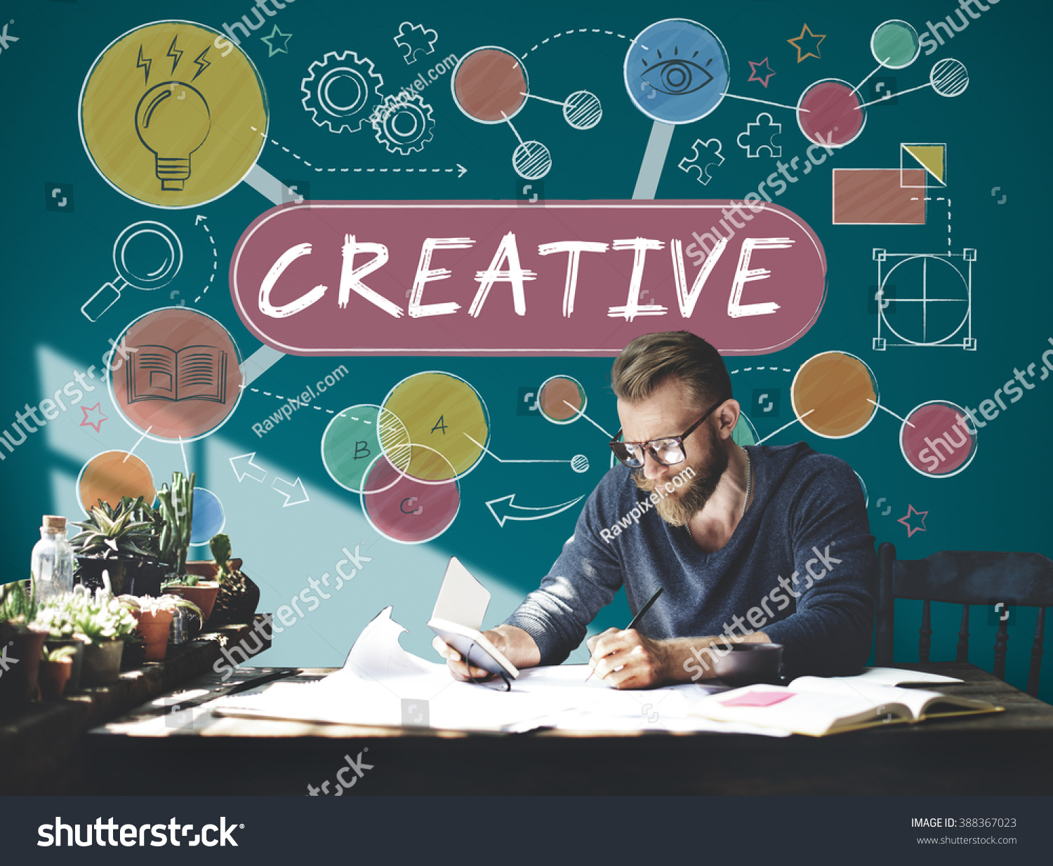 Creative Innovation Ideas Process Drawing Concept Stock Photo 388367023 ...