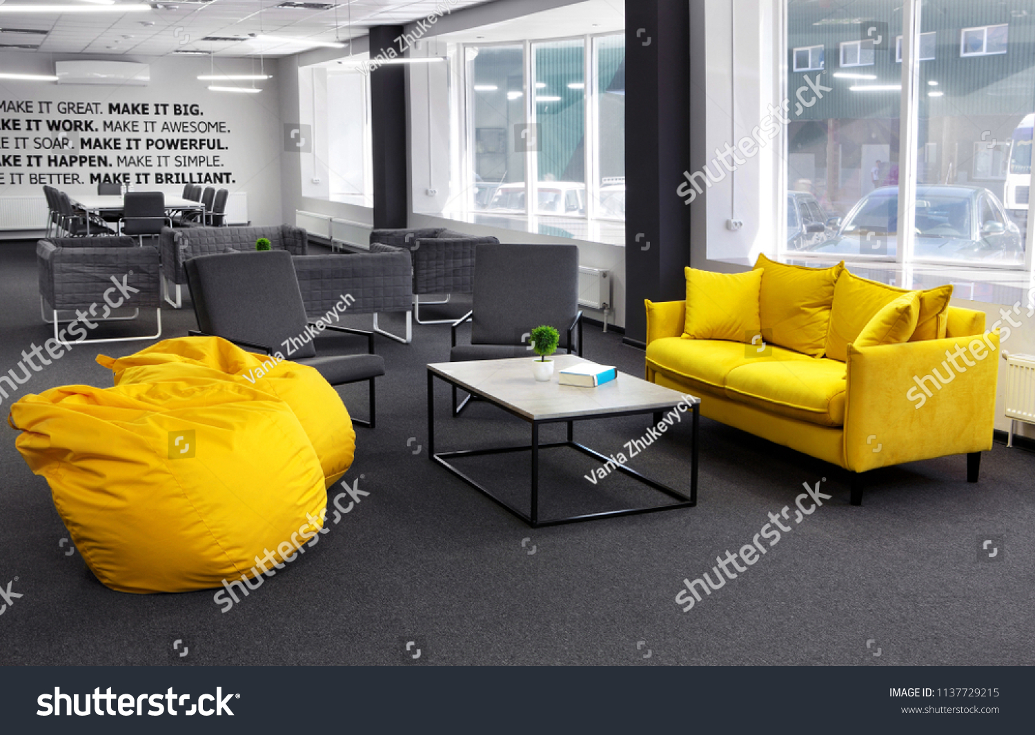 Download Creative Spacewith Yellow Sofa Yellow Bean Backgrounds Textures Stock Image 1137729215 Yellowimages Mockups