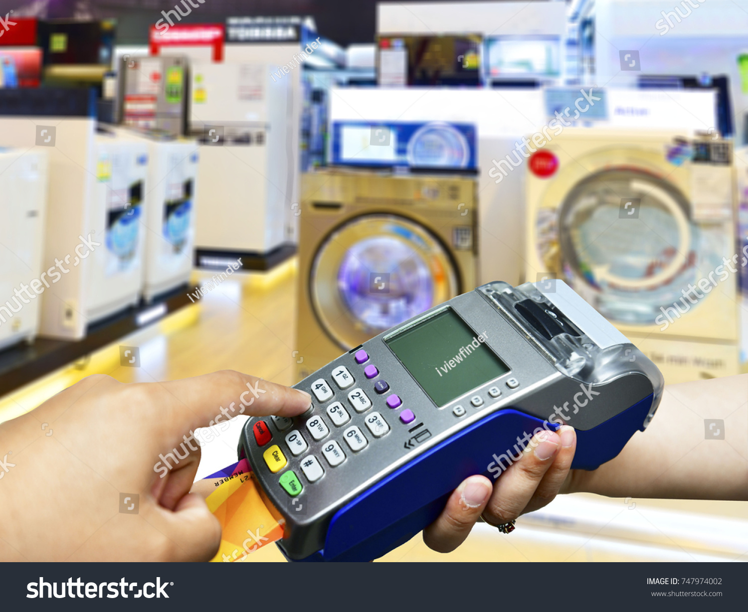 Credit Card Payment Washing Machine Retail Stock Photo 747974002