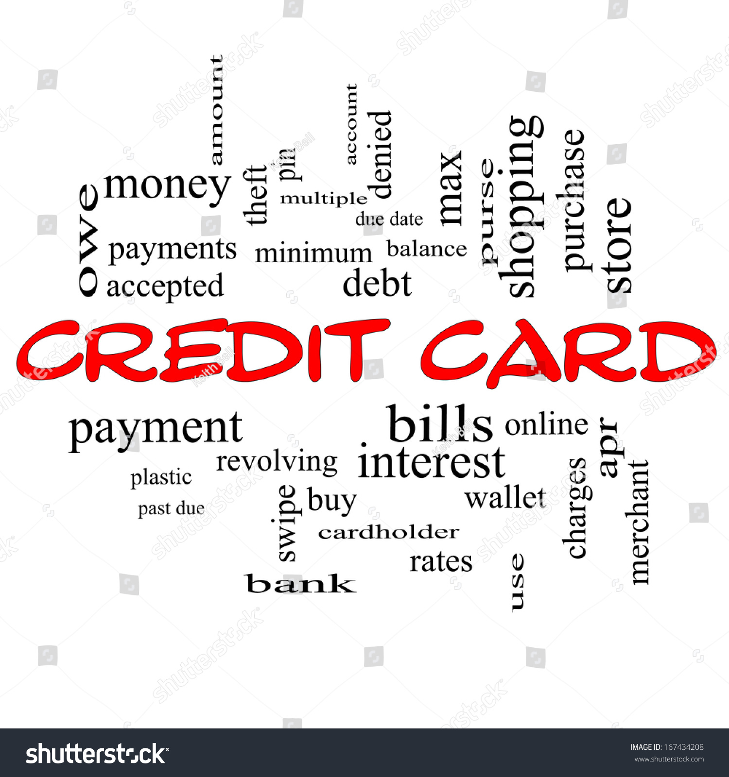 Credit Card Word Cloud Concept Red Stock Illustration 167434208 ...