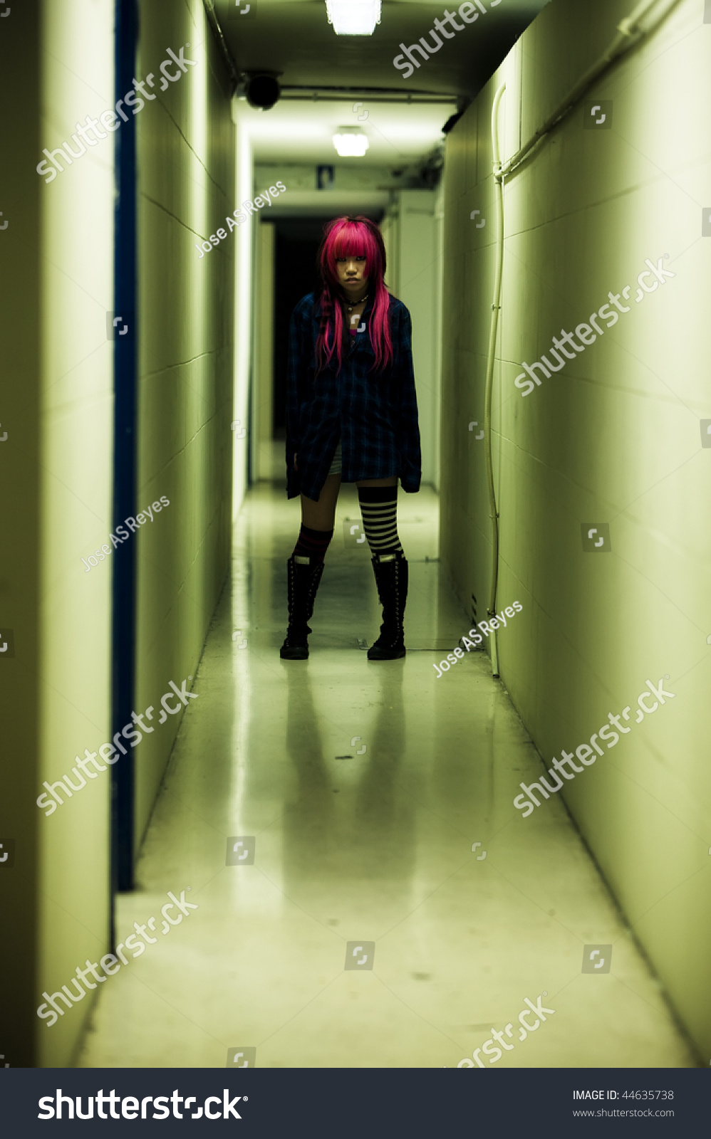 Creepy Scene Girl Dark Corridor Stock Photo Edit Now 44635738