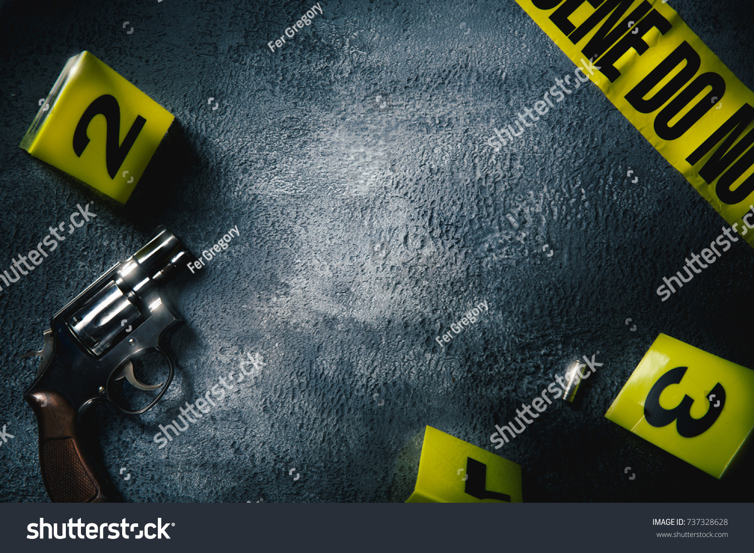 Crime Scene Concept Gun Evidence Markers Stock Photo (Edit Now) 737328628