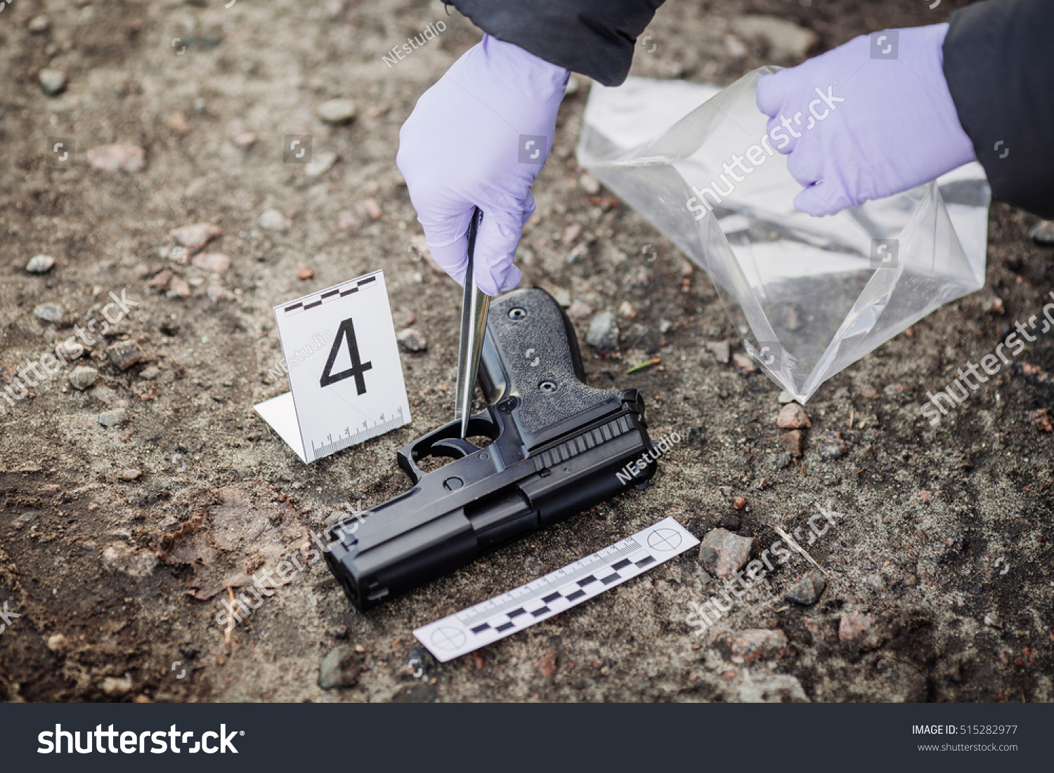 Crime Scene Investigation Collecting Evidence Stock Photo 515282977