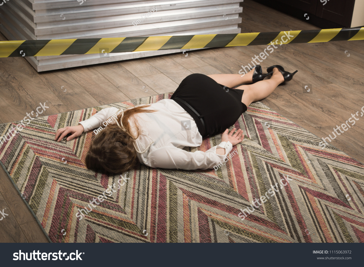 Crime Scene Strangled Business Woman Imitation Foto Stock 1115063972 Shutterstock 8004