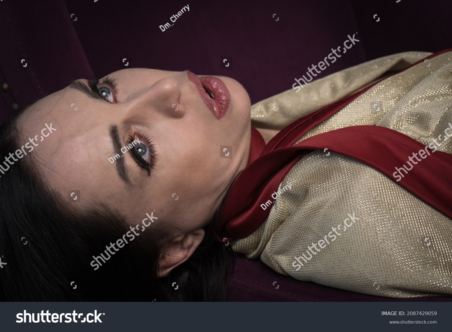 Crime Scene Strangled Business Woman Imitation Stock Photo