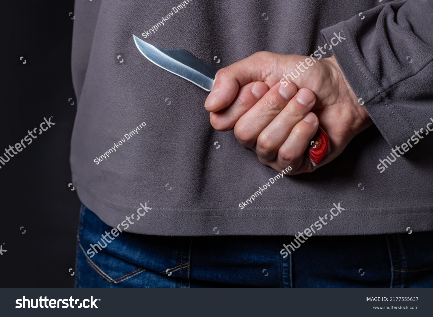 Criminal Knife Weapon Hidden Behind His Stock Photo 2177555637 ...