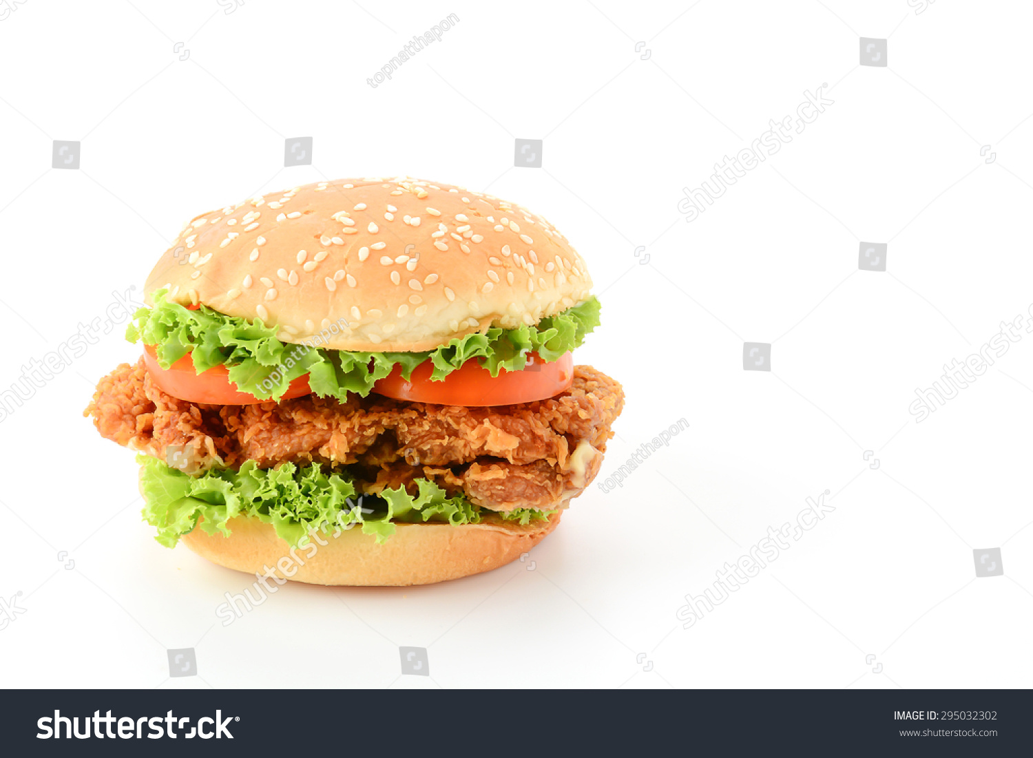 Crispy Chicken Burger On White Background Stock Photo 295032302 ...