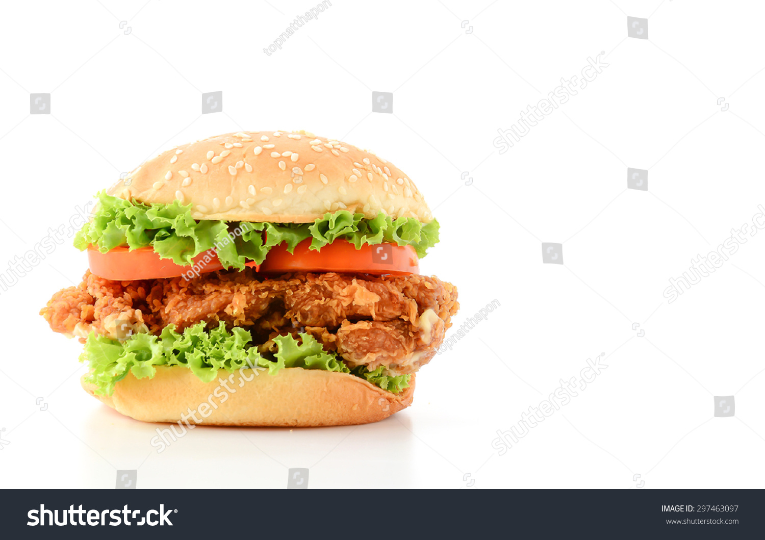 Crispy Chicken Burger On White Background Stock Photo 297463097 ...