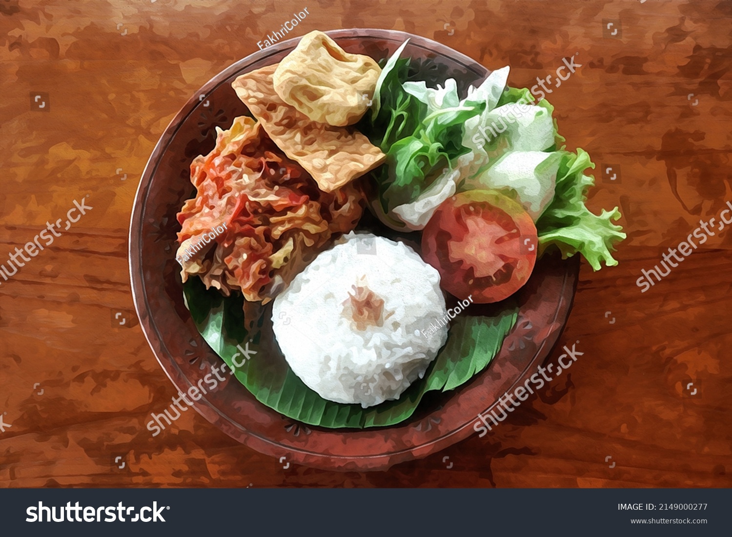 Crispy Chicken Geprek Indonesia Illustration Water Stock Illustration ...