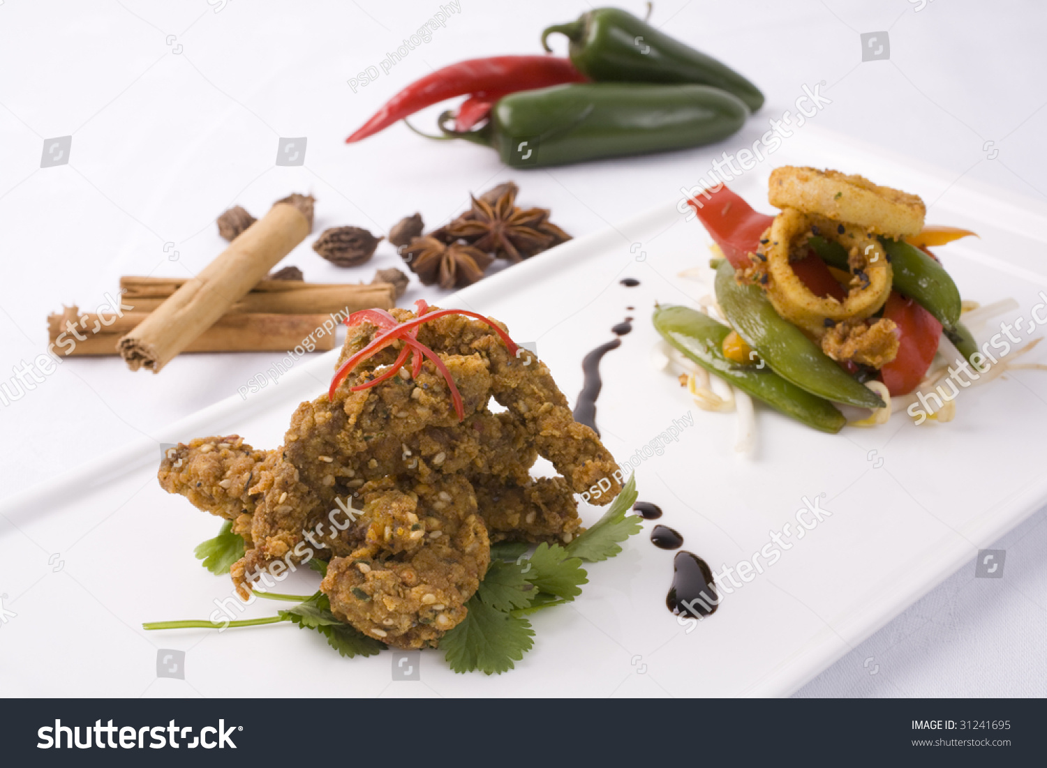 Crispy Sesame Beef Thai Squid Salad Transportation Stock Image 31241695