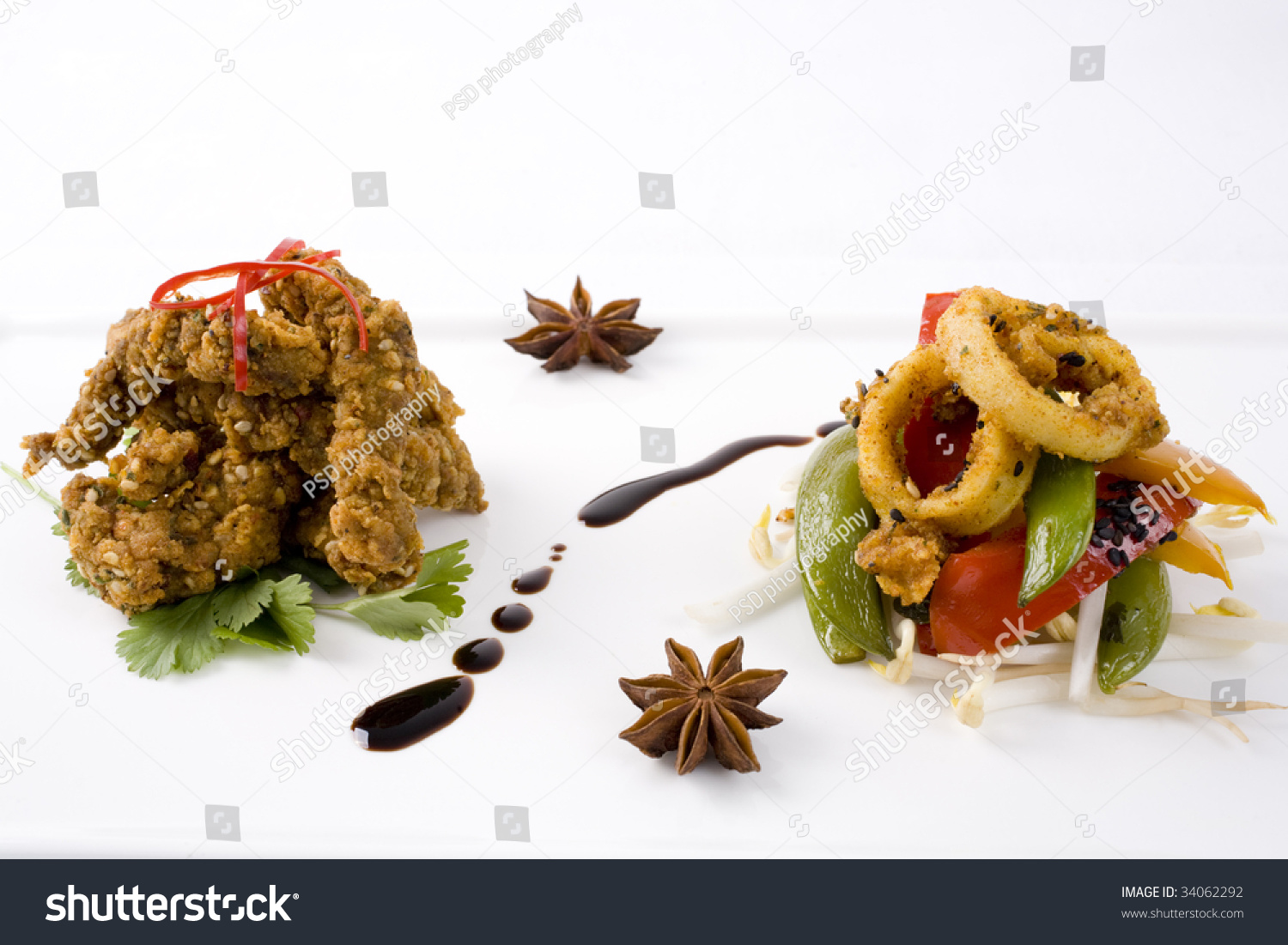 Crispy Sesame Beef Thai Squid Salad Stock Photo Edit Now 34062292