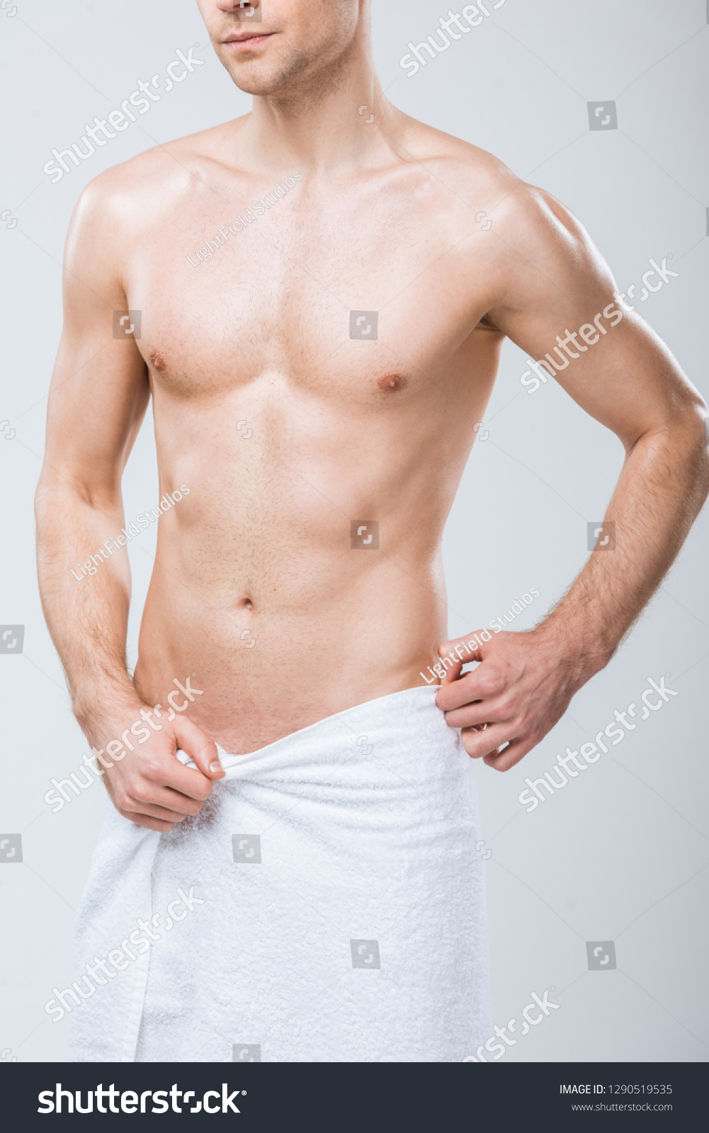 Cropped View Sexy Shirtless Man Muscular 스톡 사진 Shutterstock