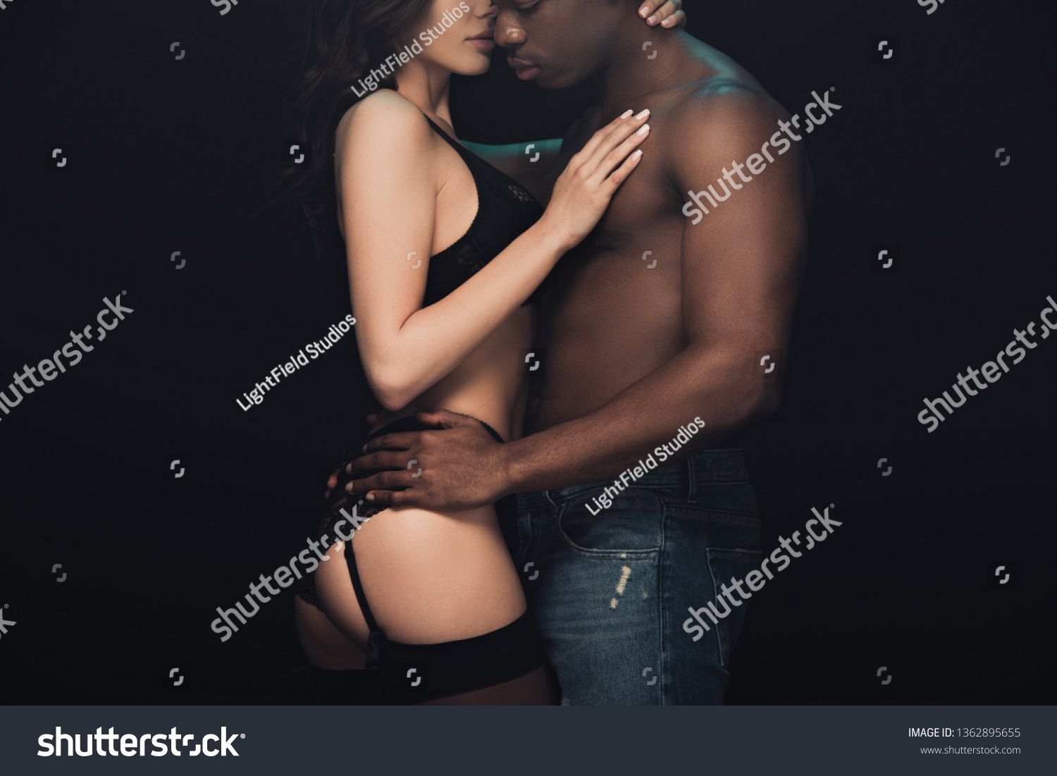 Nude African-American Couple Embracing