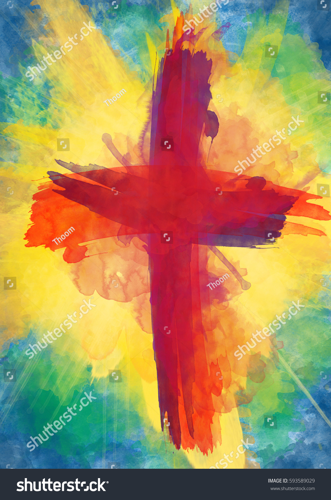 Cross Bloody Red On Bursting Light Stock Illustration 593589029 ...