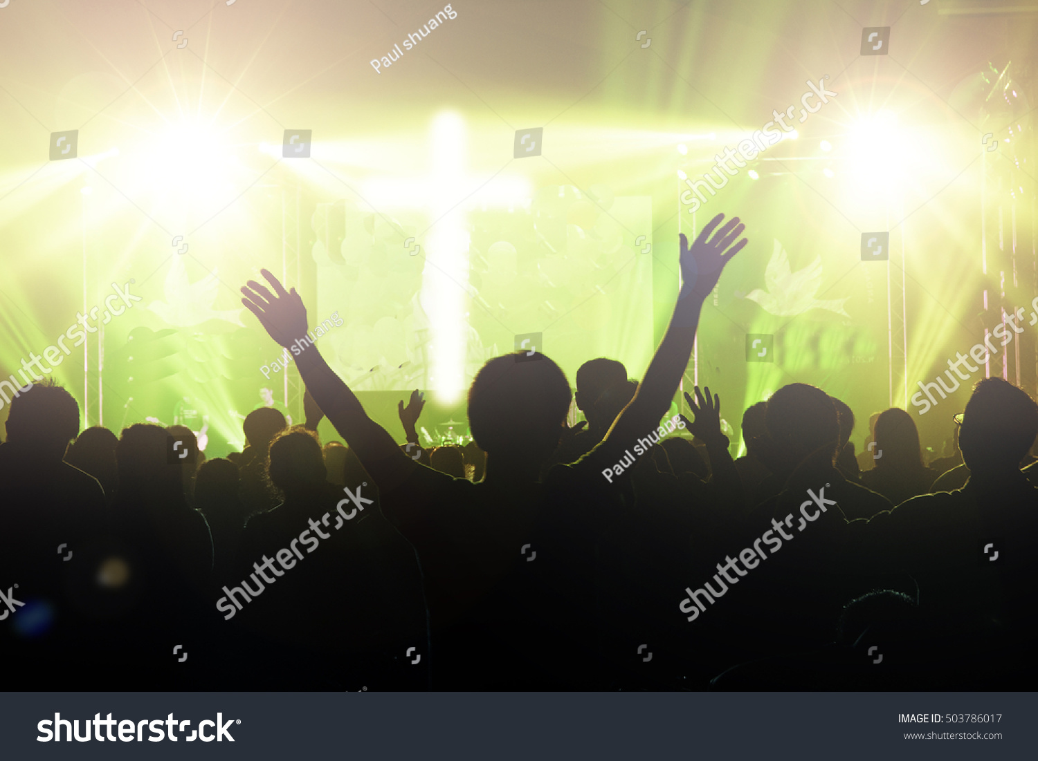 Cross On Blurrychristian Music Concert Raised Stock Photo 503786017 ...